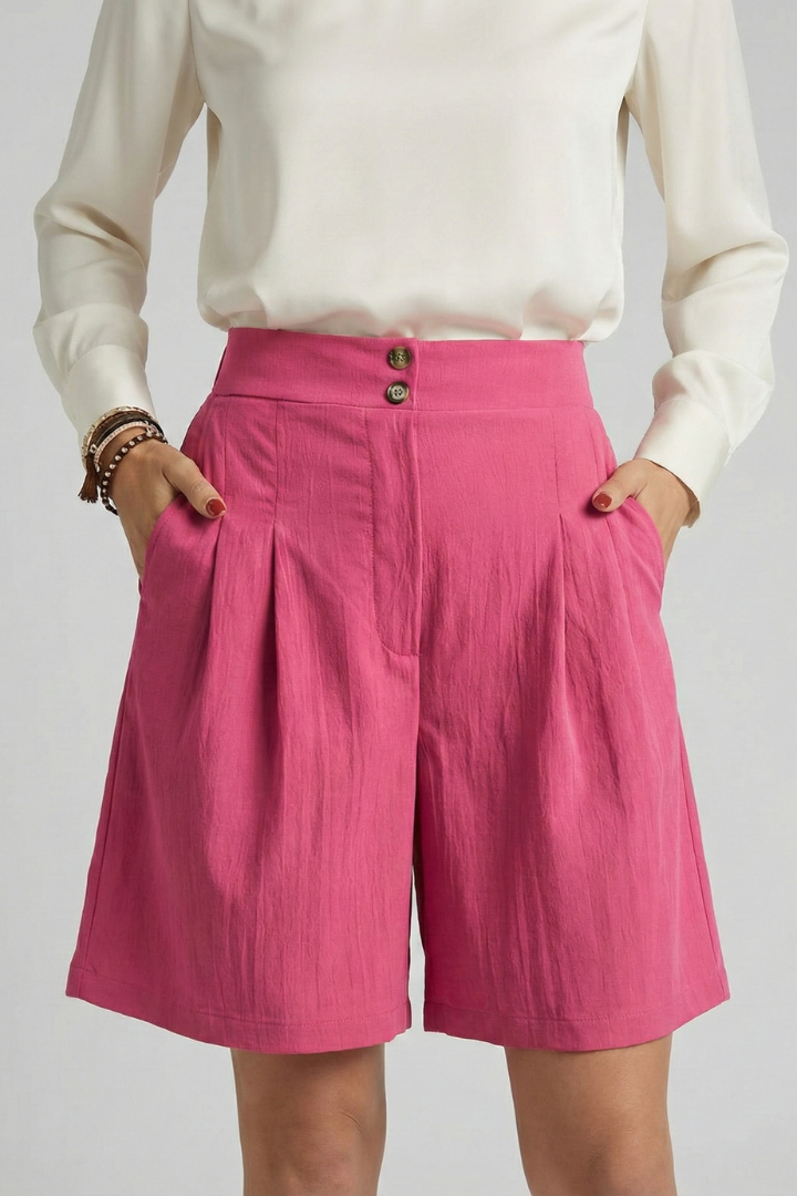 Quinn | High Waist Pleated Tailored Shorts