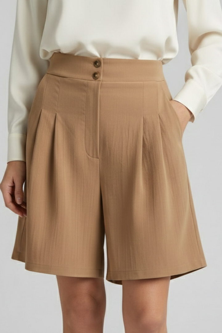 Quinn | High Waist Pleated Tailored Shorts