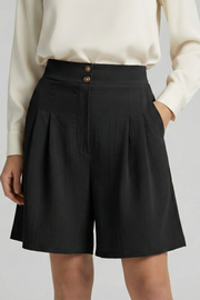 Quinn | High Waist Pleated Tailored Shorts
