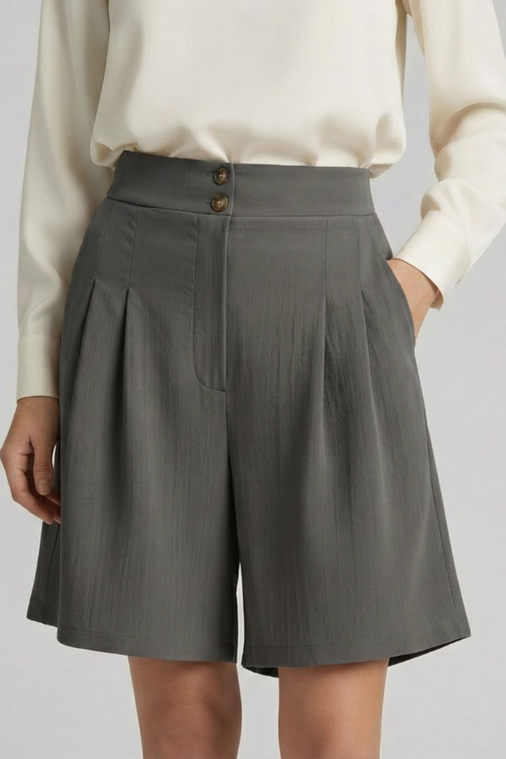 Quinn | High Waist Pleated Tailored Shorts