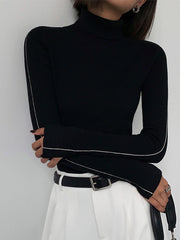 Raven | Fitted Contrast Piping Holiday Sweater