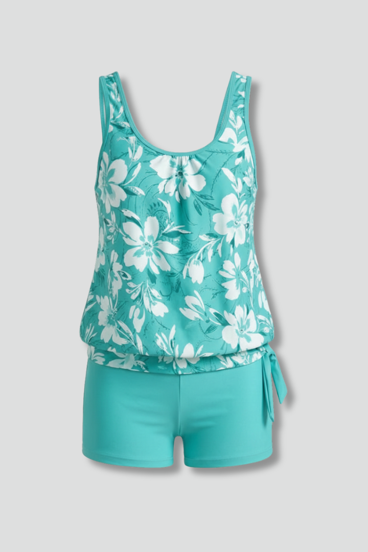 Raven | Relaxed Fit Printed Tankini Set with Shorts