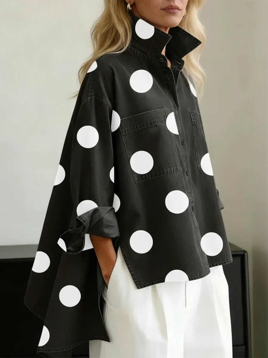 Riley | Relaxed Fit Polka Dot Button-Up Shirt