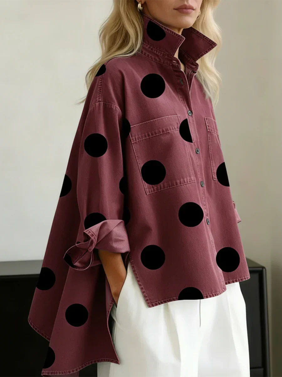 Riley | Relaxed Fit Polka Dot Button-Up Shirt