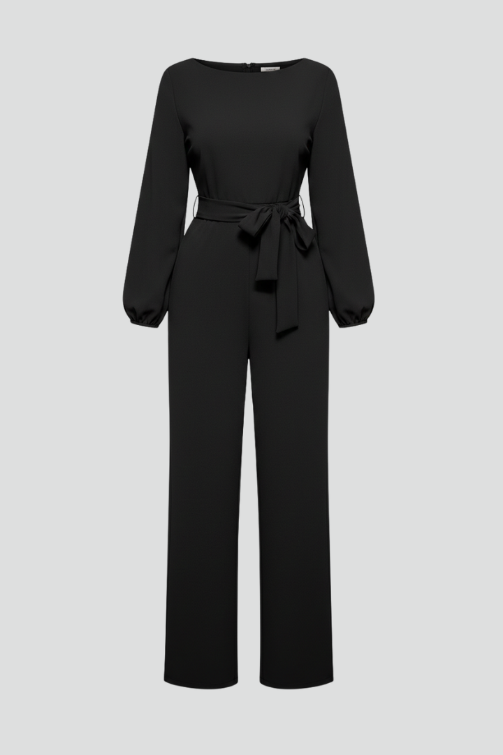 Rosamund | Classic Fit Tie-Waist Round Neck Jumpsuit
