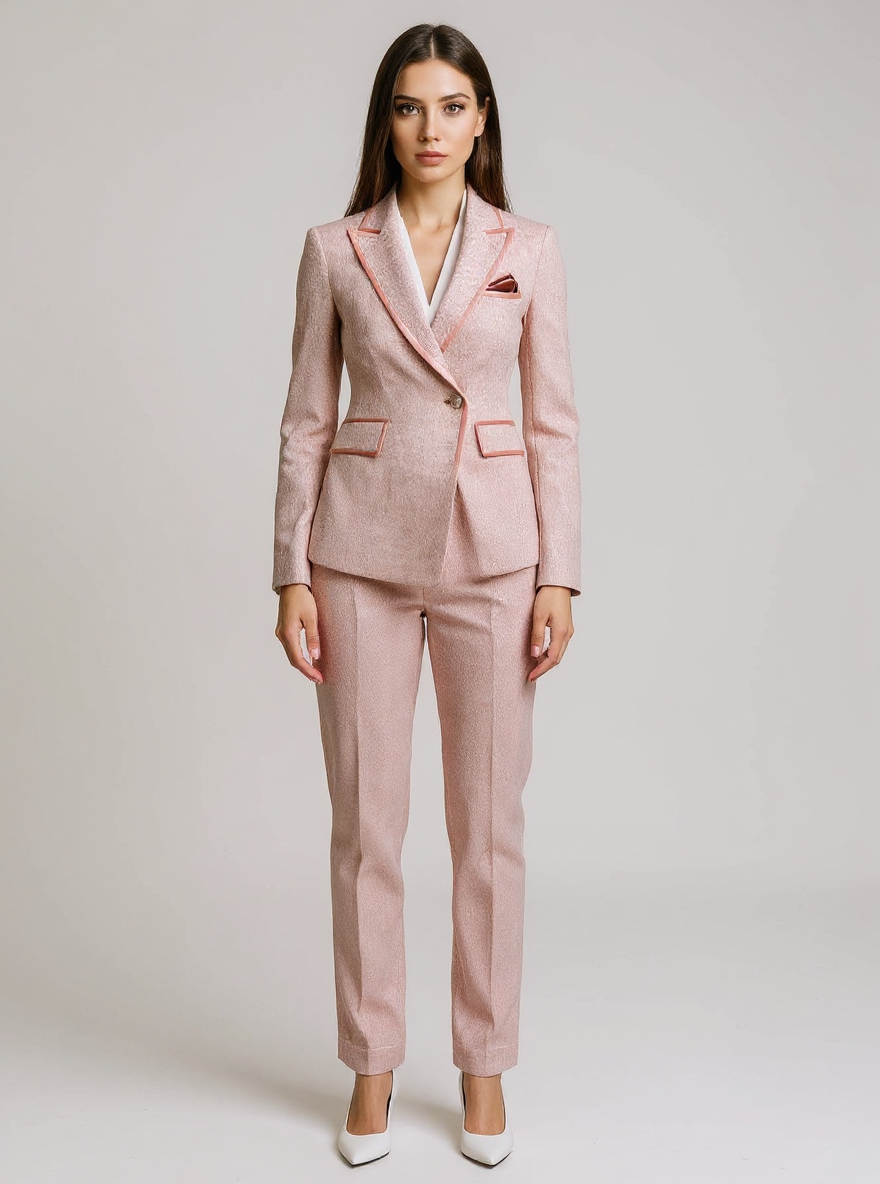 Rylan | Tailored Fit Tweed Blazer Suit - Soft Pink / XS(2)