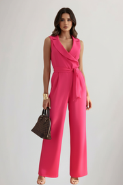 Sabine | Sleeveless V-Neck Tie-Waist Jumpsuit
