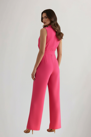 Sabine | Sleeveless V-Neck Tie-Waist Jumpsuit