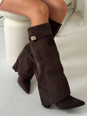 Simone | Flared Shaft Knee High Pointed Toe Boots