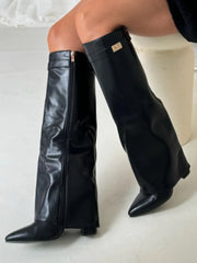 Simone | Flared Shaft Knee High Pointed Toe Boots
