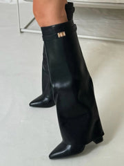 Simone | Flared Shaft Knee High Pointed Toe Boots