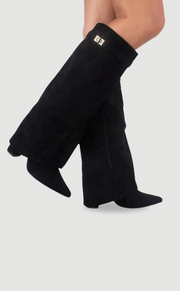Simone | Flared Shaft Knee High Pointed Toe Boots