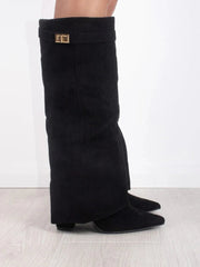 Simone | Flared Shaft Knee High Pointed Toe Boots
