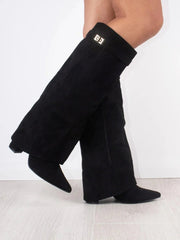 Simone | Flared Shaft Knee High Pointed Toe Boots