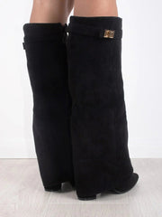 Simone | Flared Shaft Knee High Pointed Toe Boots