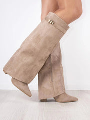 Simone | Flared Shaft Knee High Pointed Toe Boots