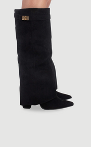 Simone | Flared Shaft Knee High Pointed Toe Boots