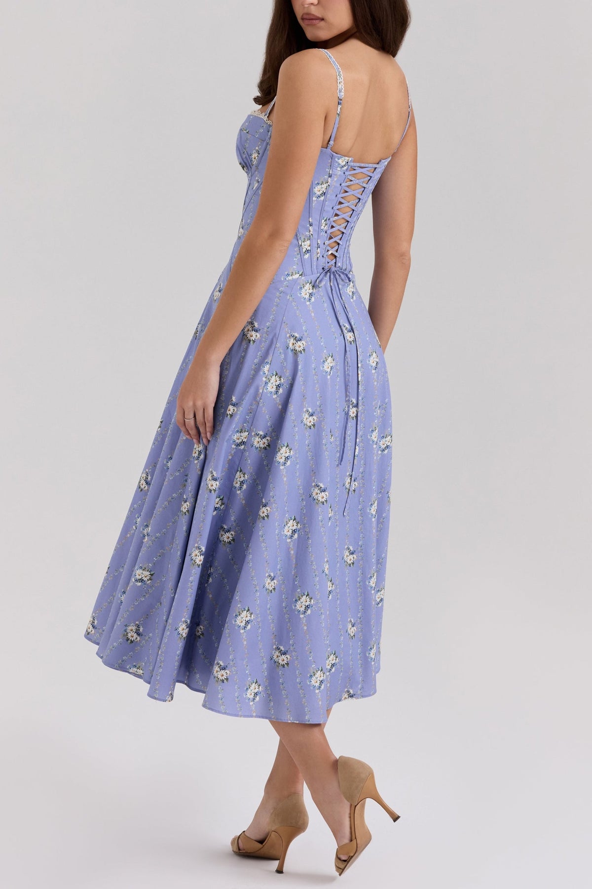 Solange | Fitted Floral Print Midi Sundress
