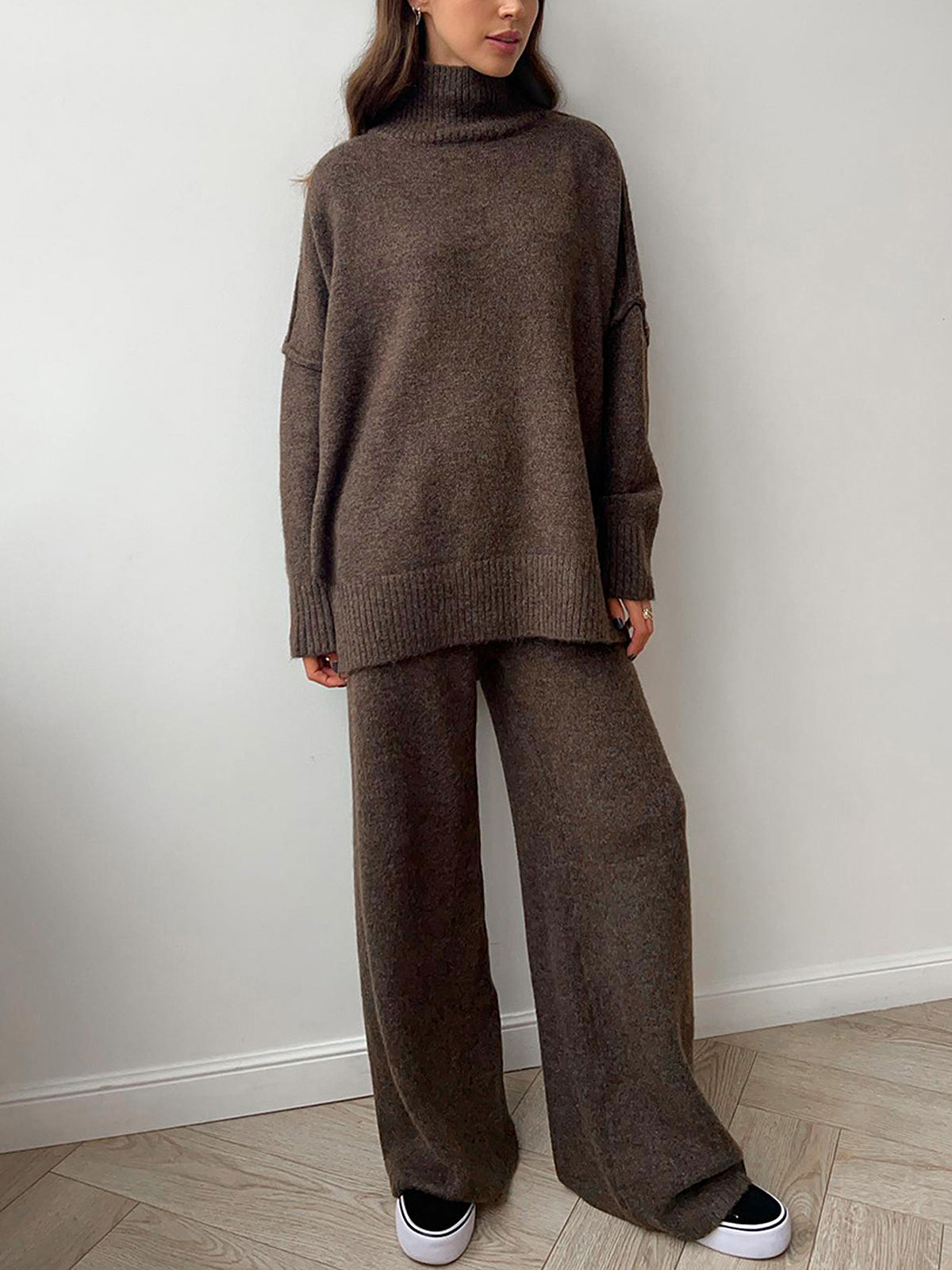 Solange | Relaxed Fit Turtleneck Knit Co Ord Set Women