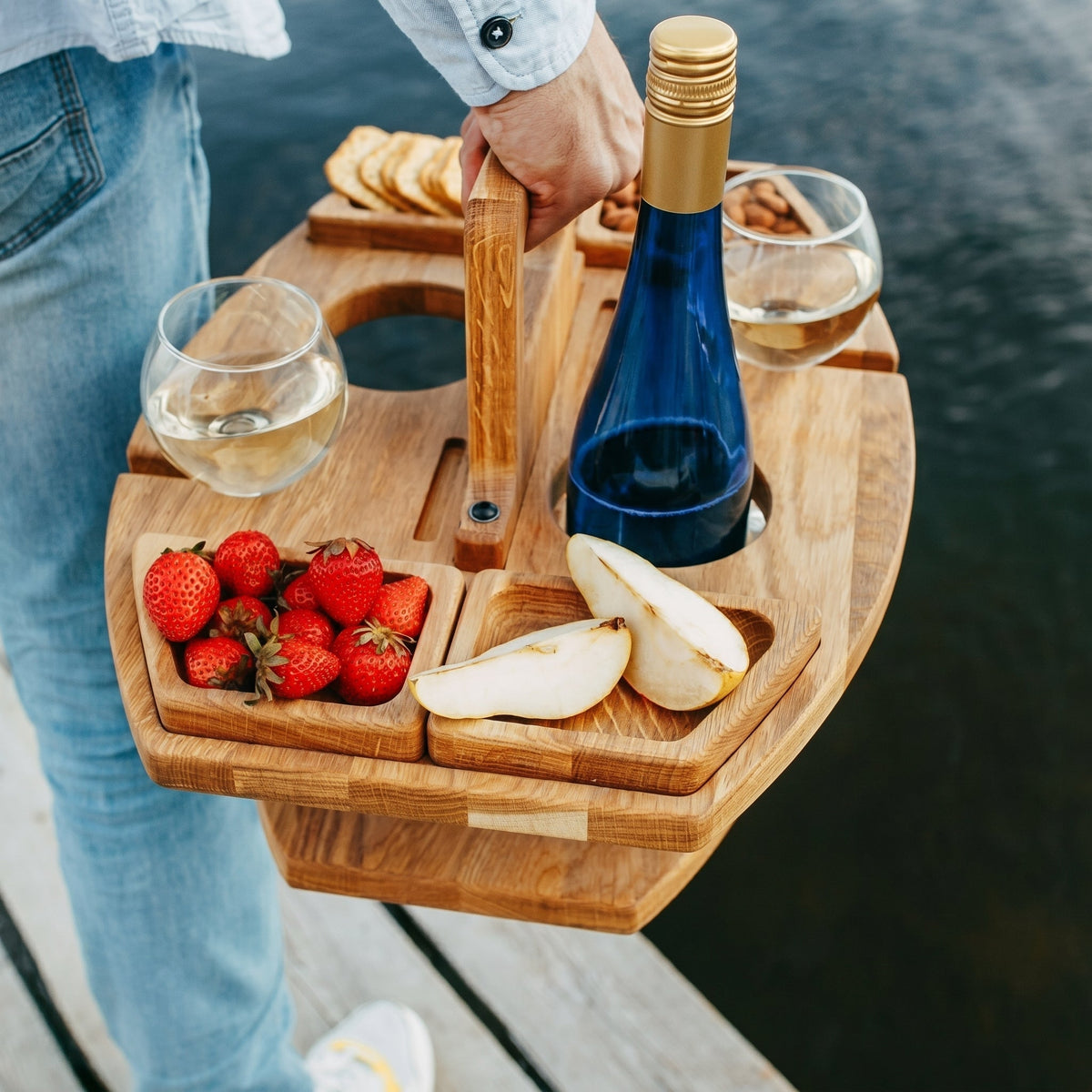 Spencer | Serving Tray with Compartments for Wine and Aperitifs Outdoor Use