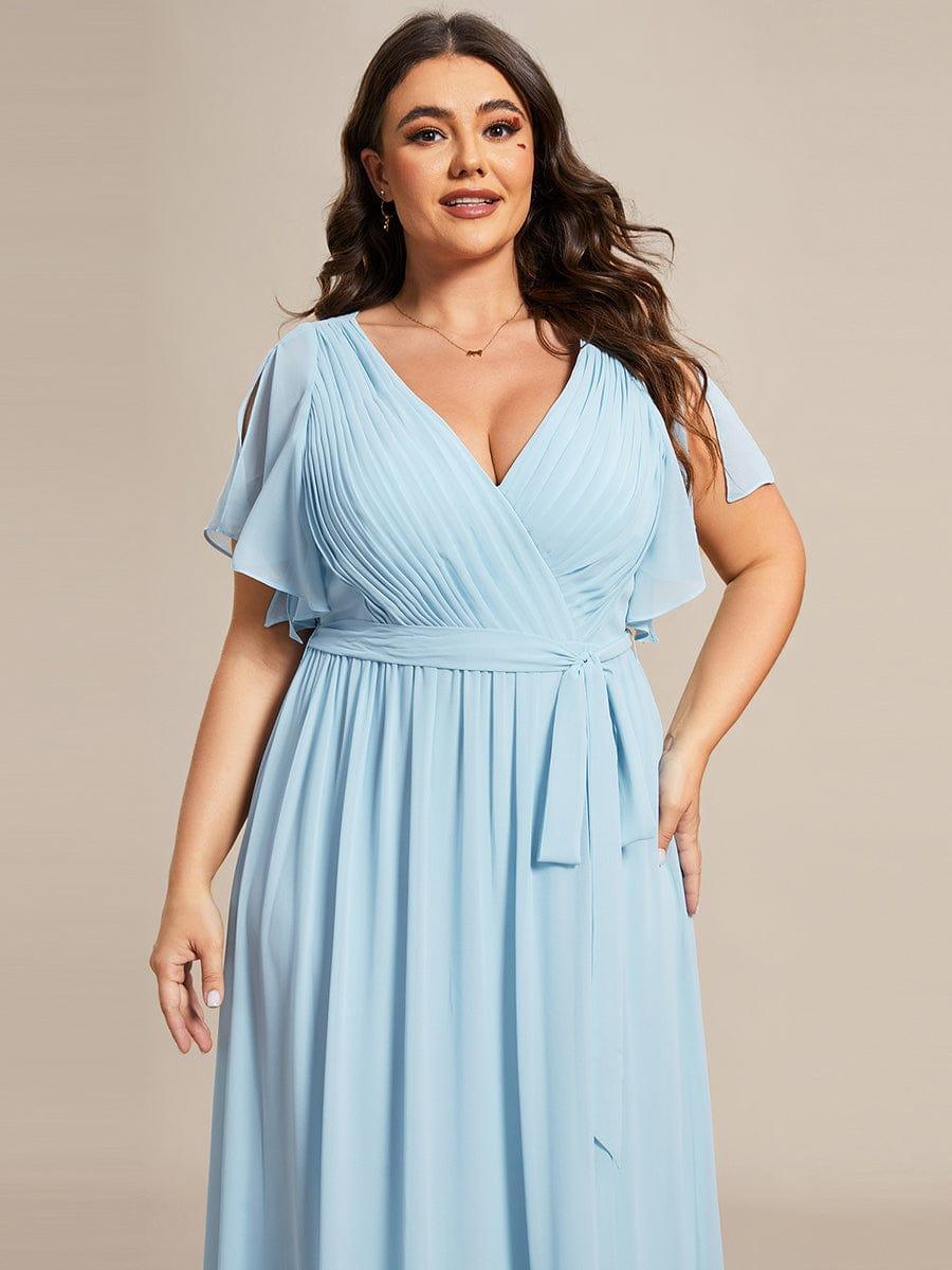 Stella | A-Line Fit V-Neck Flutter Sleeve Bridesmaid Dress