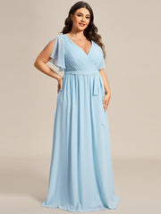 Stella | A-Line Fit V-Neck Flutter Sleeve Bridesmaid Dress