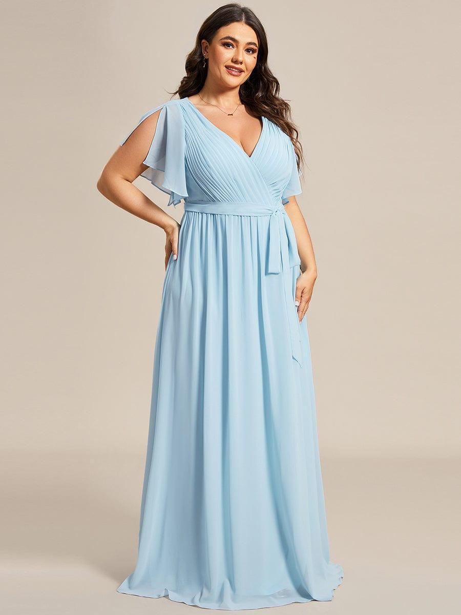 Stella | A-Line Fit V-Neck Flutter Sleeve Bridesmaid Dress