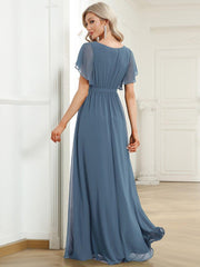 Stella | A-Line Fit V-Neck Flutter Sleeve Bridesmaid Dress