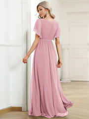 Stella | A-Line Fit V-Neck Flutter Sleeve Bridesmaid Dress