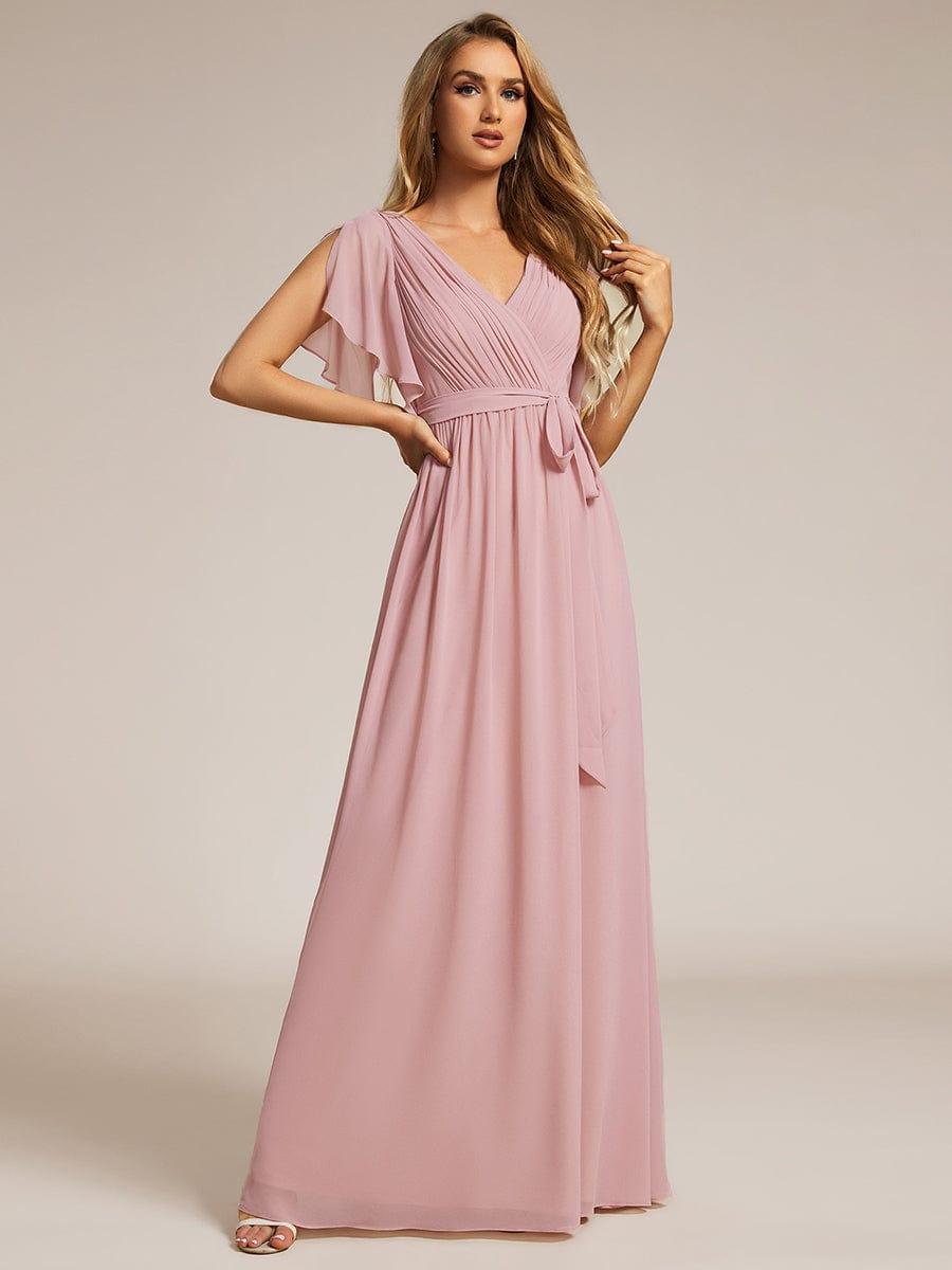 Stella | A-Line Fit V-Neck Flutter Sleeve Bridesmaid Dress