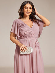 Stella | A-Line Fit V-Neck Flutter Sleeve Bridesmaid Dress