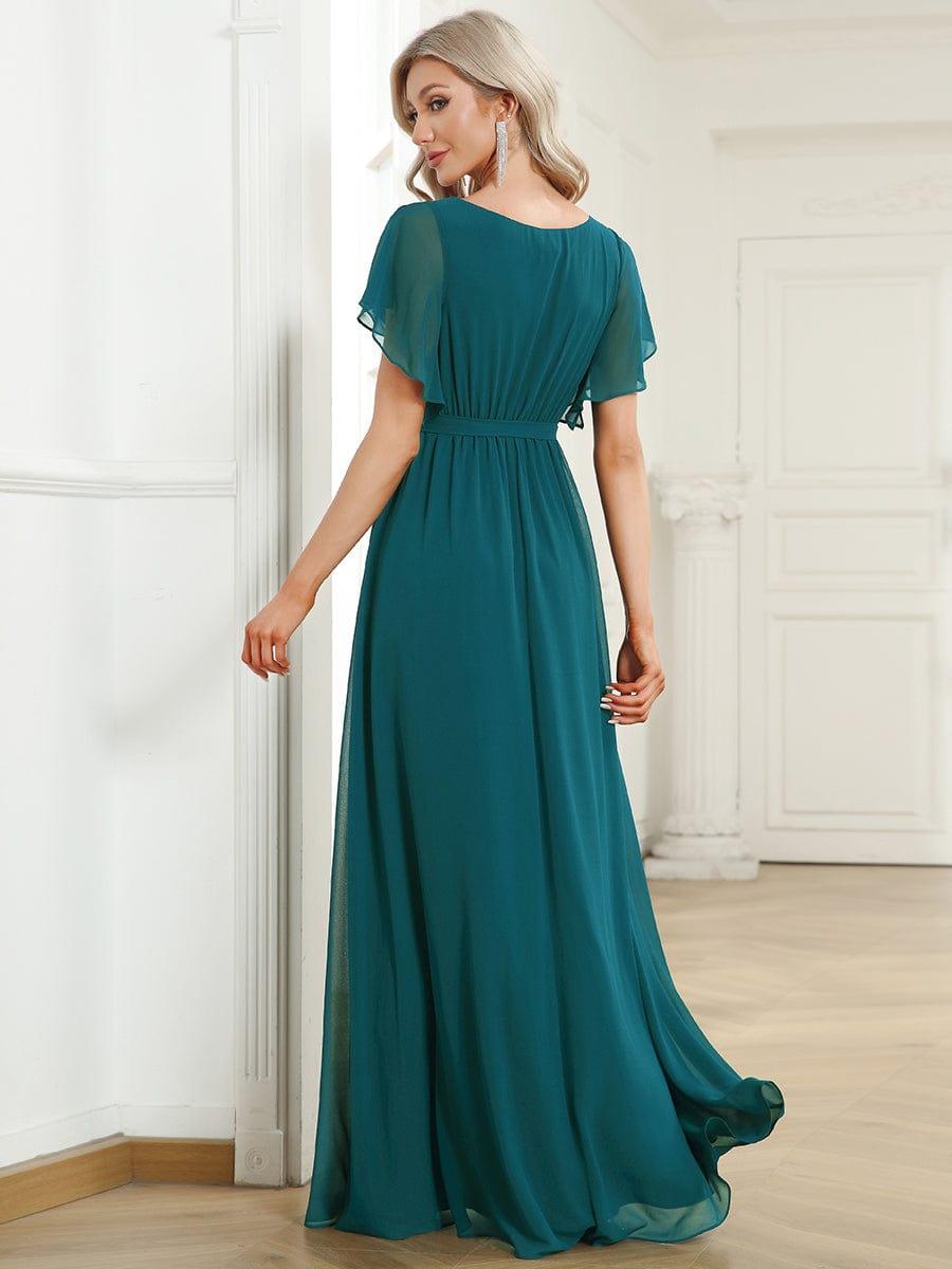 Stella | A-Line Fit V-Neck Flutter Sleeve Bridesmaid Dress