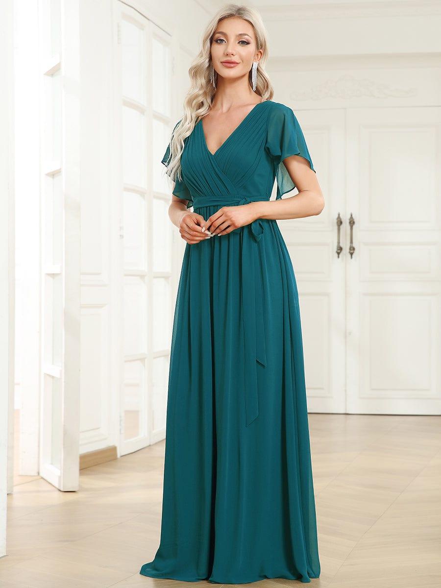 Stella | A-Line Fit V-Neck Flutter Sleeve Bridesmaid Dress