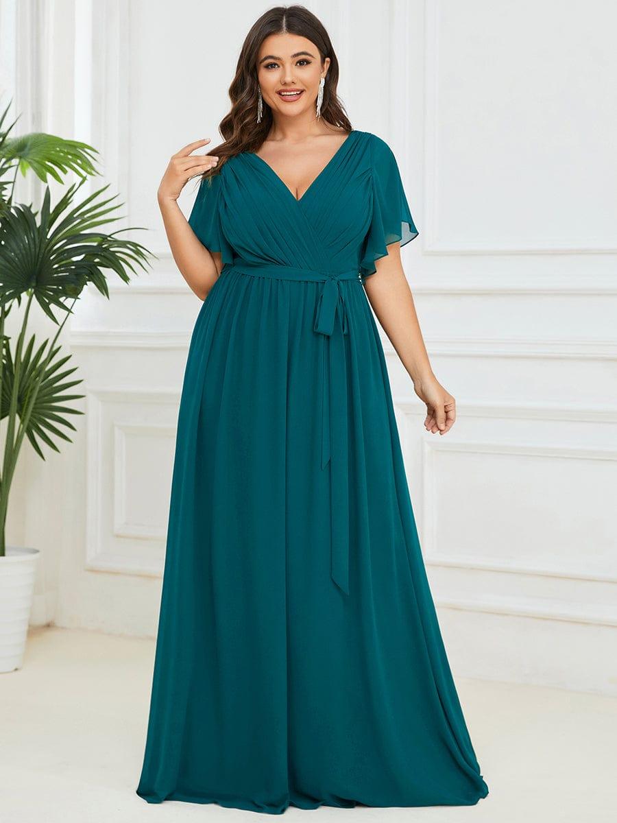 Stella | A-Line Fit V-Neck Flutter Sleeve Bridesmaid Dress