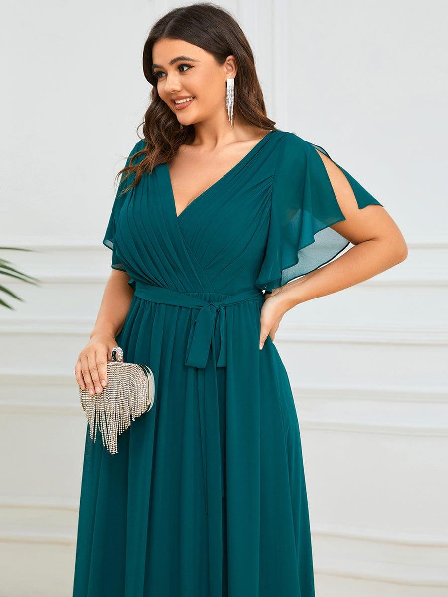 Stella | A-Line Fit V-Neck Flutter Sleeve Bridesmaid Dress
