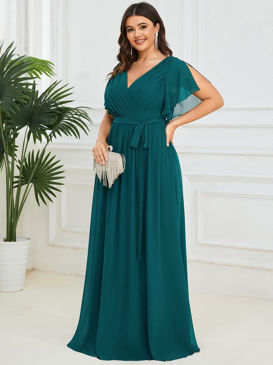 Stella | A-Line Fit V-Neck Flutter Sleeve Bridesmaid Dress