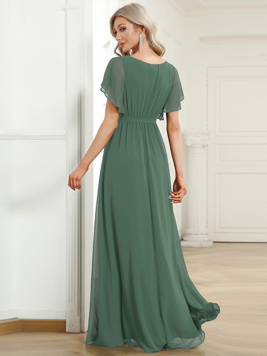 Stella | A-Line Fit V-Neck Flutter Sleeve Bridesmaid Dress