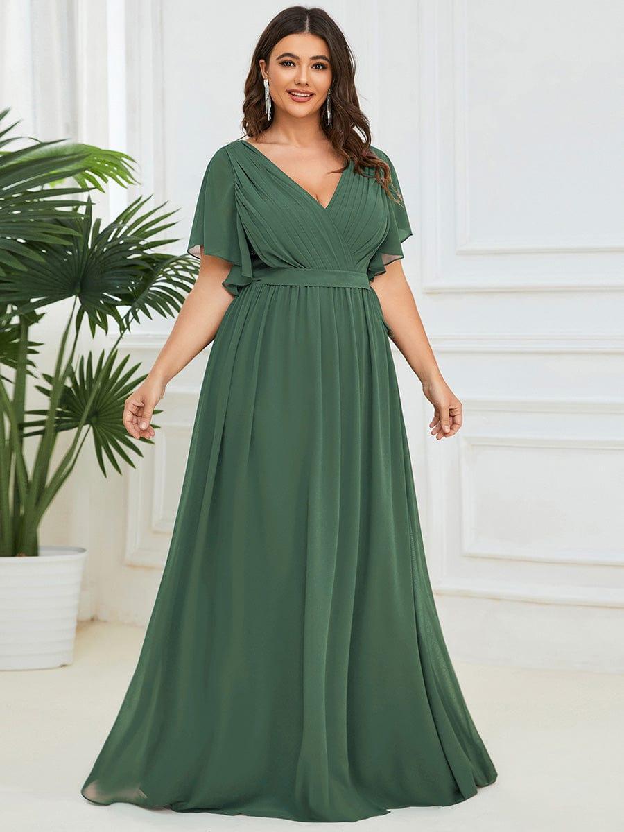 Stella | A-Line Fit V-Neck Flutter Sleeve Bridesmaid Dress