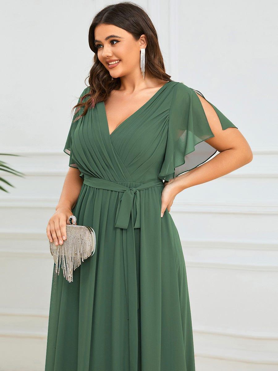 Stella | A-Line Fit V-Neck Flutter Sleeve Bridesmaid Dress