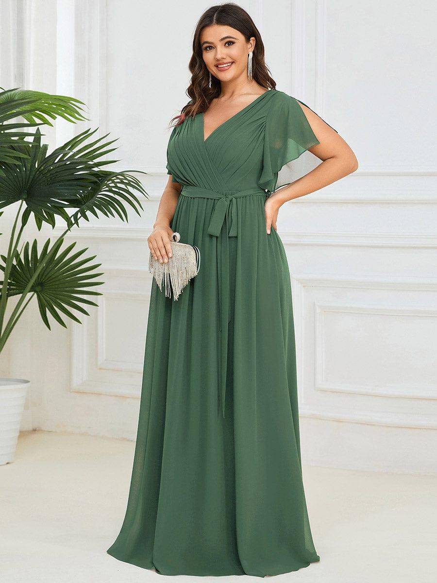 Stella | A-Line Fit V-Neck Flutter Sleeve Bridesmaid Dress