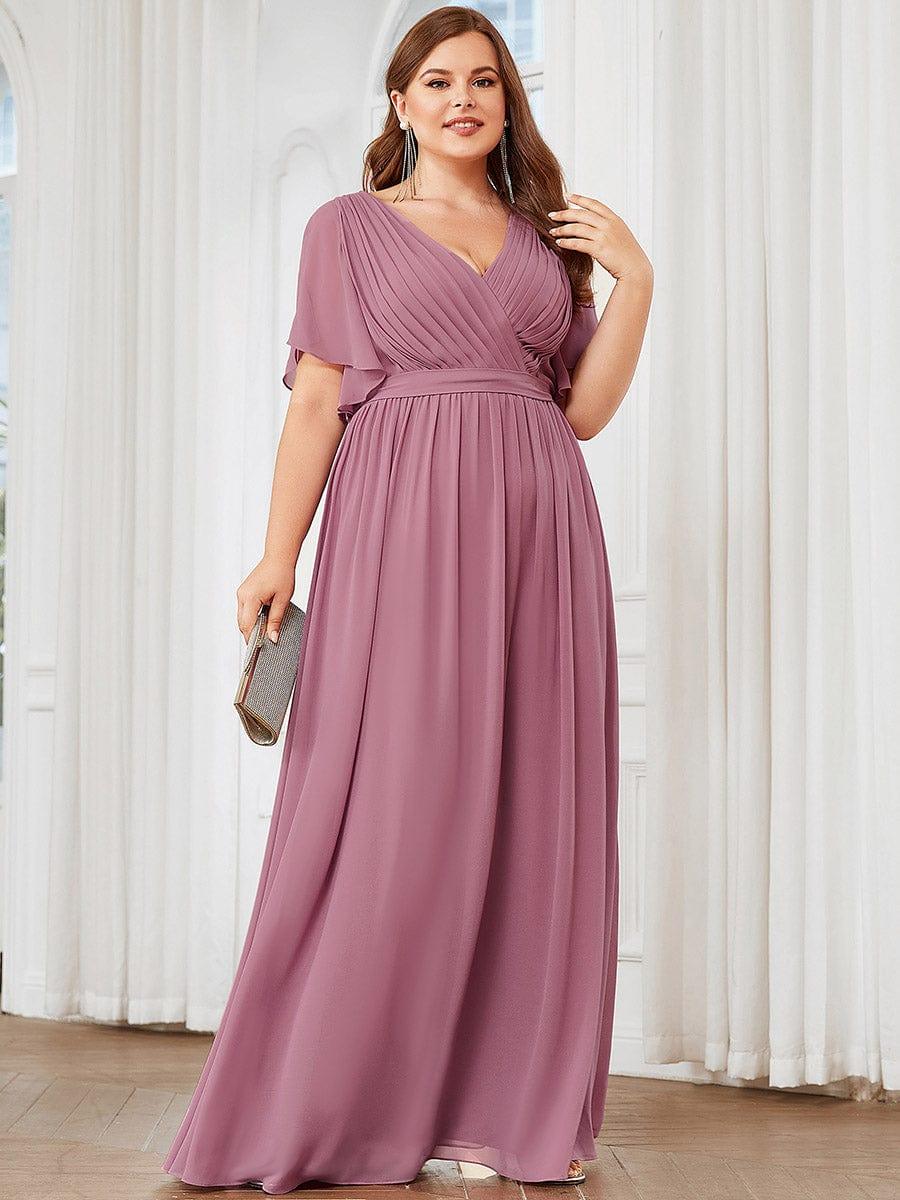 Stella | A-Line Fit V-Neck Flutter Sleeve Bridesmaid Dress