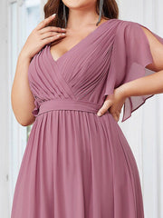 Stella | A-Line Fit V-Neck Flutter Sleeve Bridesmaid Dress