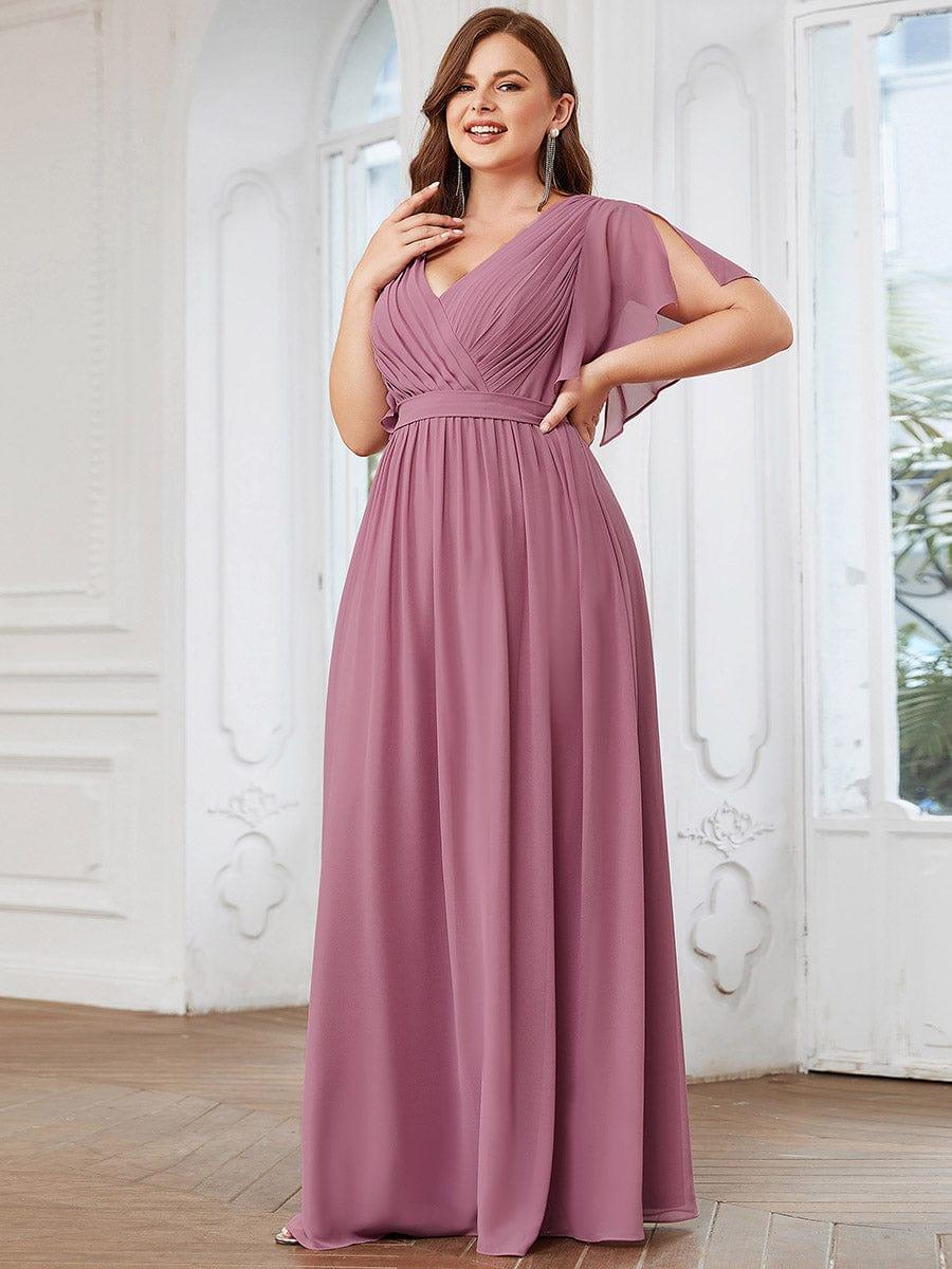 Stella | A-Line Fit V-Neck Flutter Sleeve Bridesmaid Dress