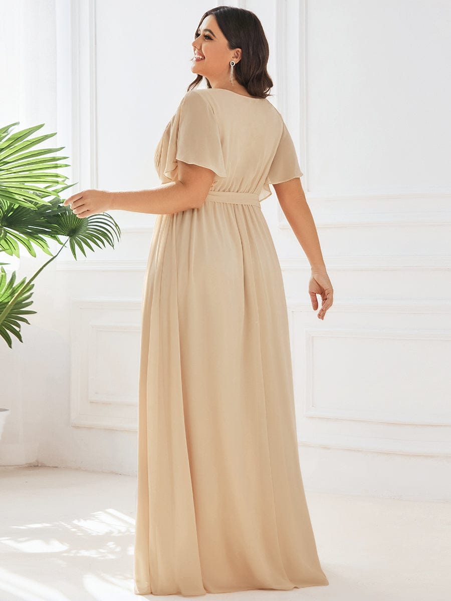 Stella | A-Line Fit V-Neck Flutter Sleeve Bridesmaid Dress
