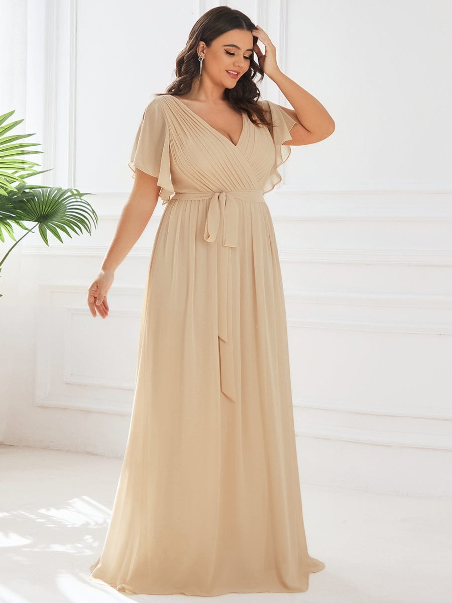 Stella | A-Line Fit V-Neck Flutter Sleeve Bridesmaid Dress