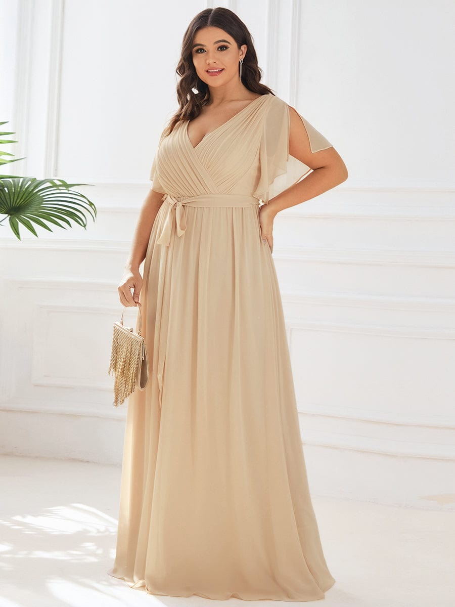 Stella | A-Line Fit V-Neck Flutter Sleeve Bridesmaid Dress