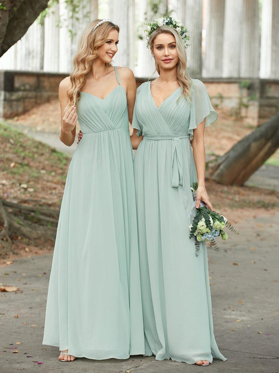 Stella | A-Line Fit V-Neck Flutter Sleeve Bridesmaid Dress