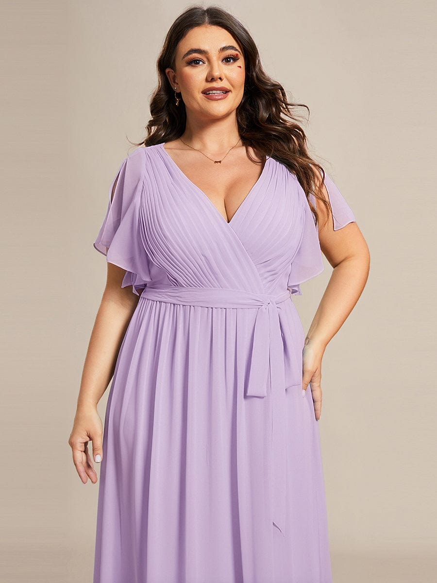 Stella | A-Line Fit V-Neck Flutter Sleeve Bridesmaid Dress