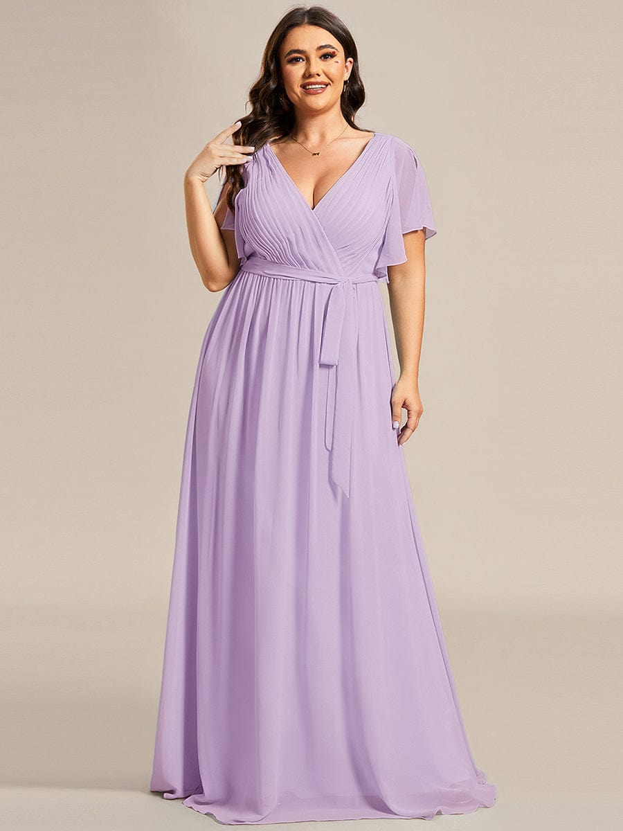 Stella | A-Line Fit V-Neck Flutter Sleeve Bridesmaid Dress