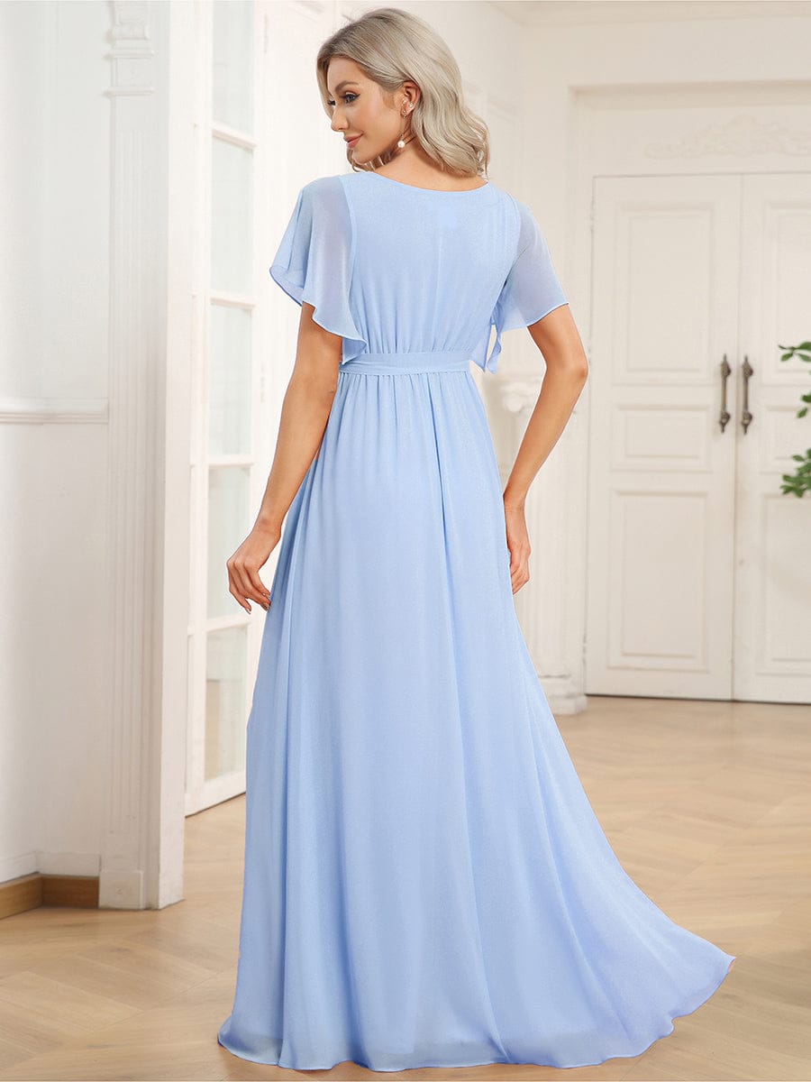 Stella | A-Line Fit V-Neck Flutter Sleeve Bridesmaid Dress